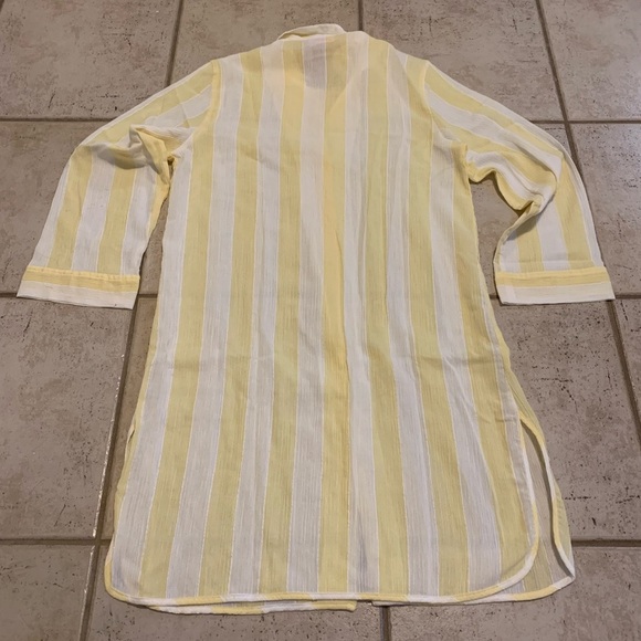 Vintage Jessica Just Because Yellow & White Stripe Cotton Sleep Shirt Dress S/M - Picture 2 of 6